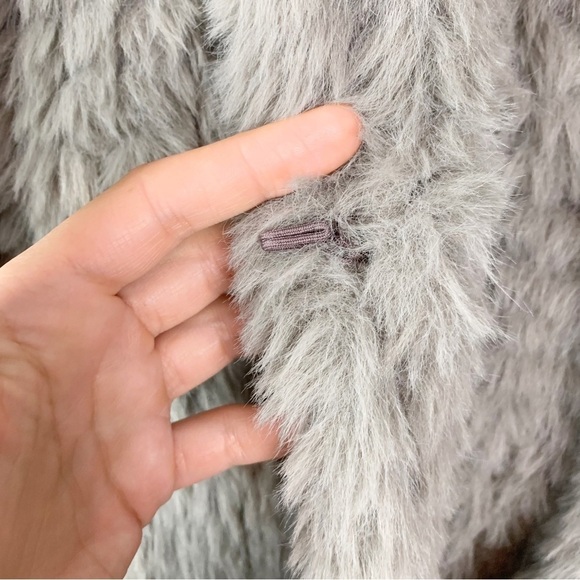 BUBISH LUXE Long Faux Fur Grey Coat Jacket US L - Picture 8 of 14